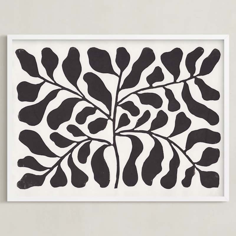 "Branches to the Sky" - Art Print in Chalkboard Black by Alisa Galitsyna - Framed