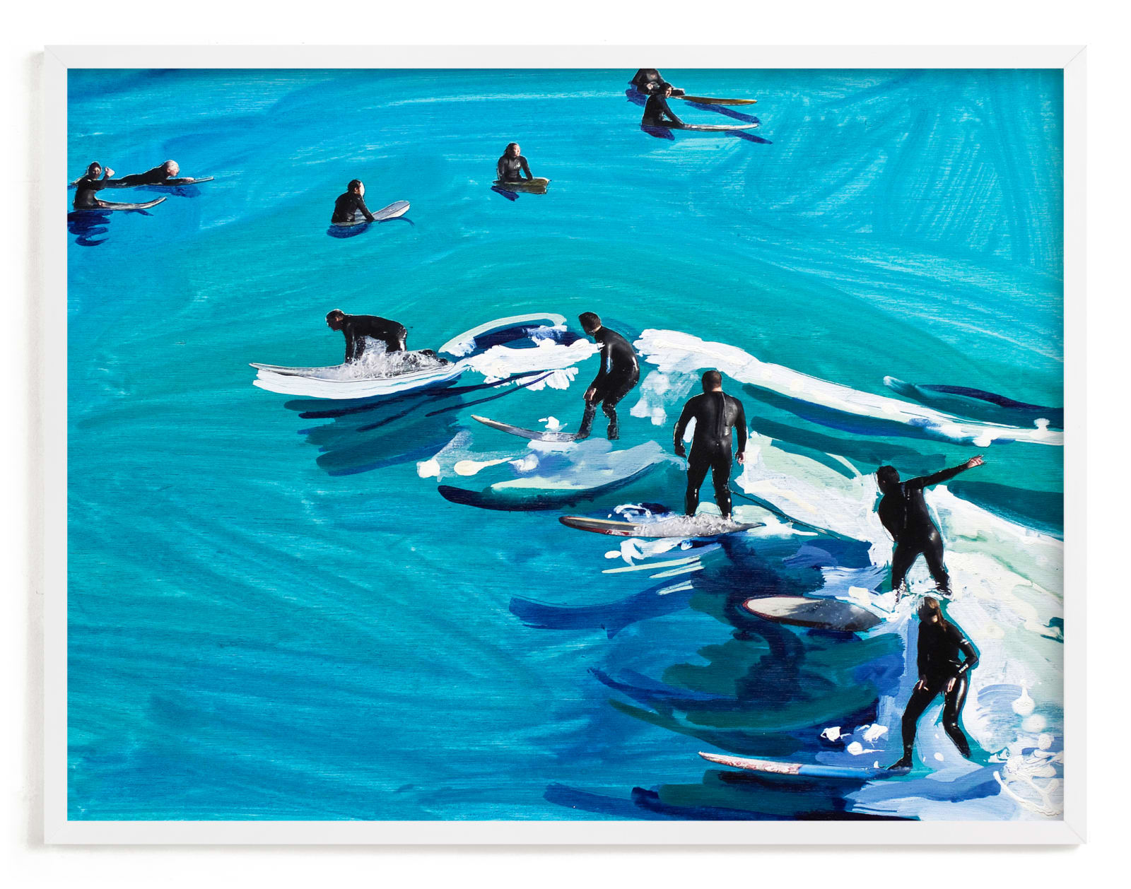"Surfers at Sunset" - Limited Edition Art Print by Annie Seaton in beautiful frame options and a variety of sizes.