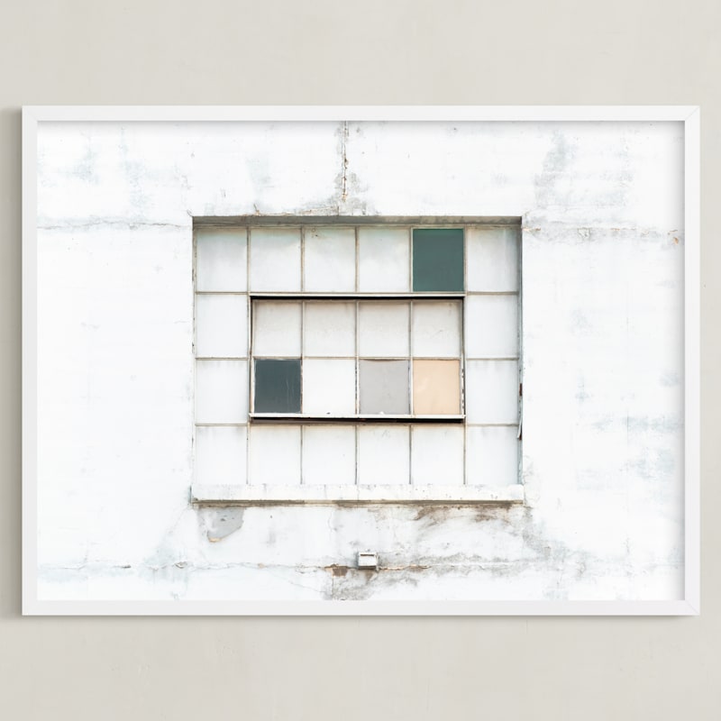 "Industrial Window" - Art Print in distressed white by Kamala Nahas - Framed