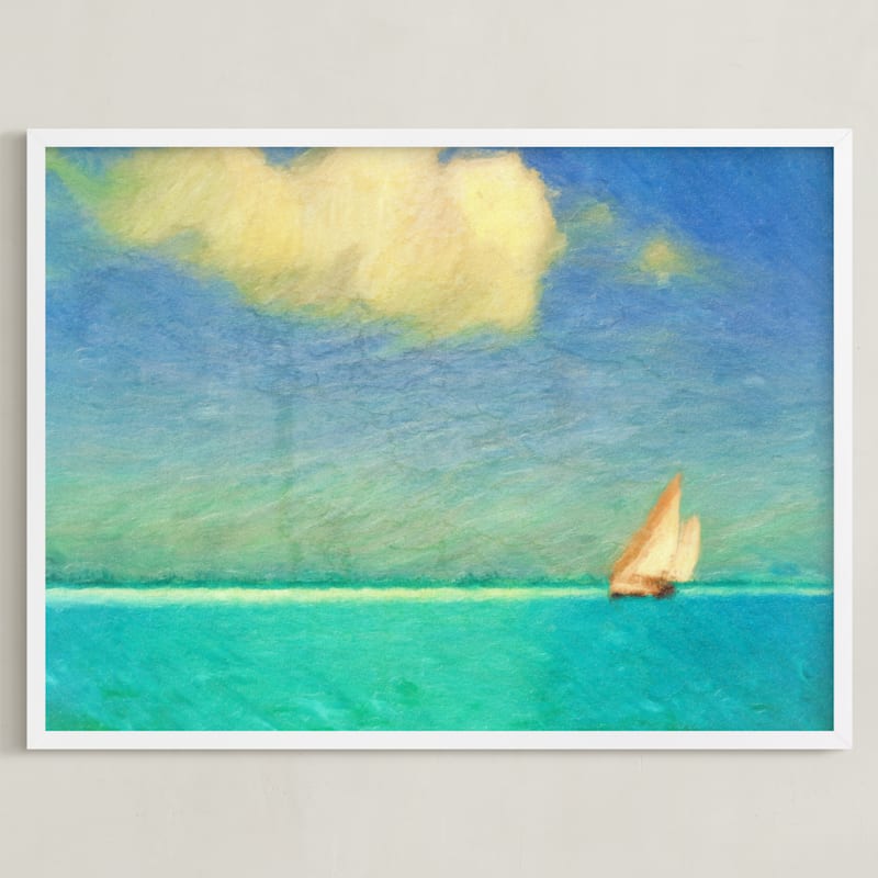 "And The Sea" - Art Print in Turquoise by Alex Isaacs Designs - Framed