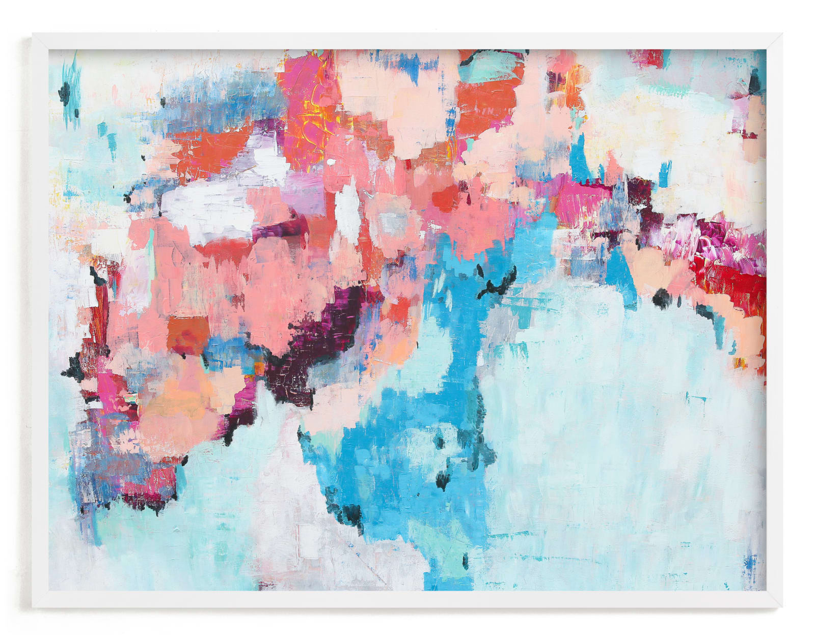 "Pink and Blue Abstract Painting" - Art Print by Caryn Owen in beautiful frame options and a variety of sizes.