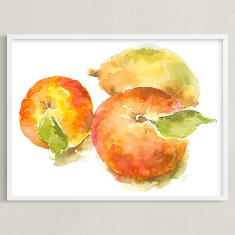 "Ranch Apples" - Art Print in Red Orange by Joseph Weber - Framed