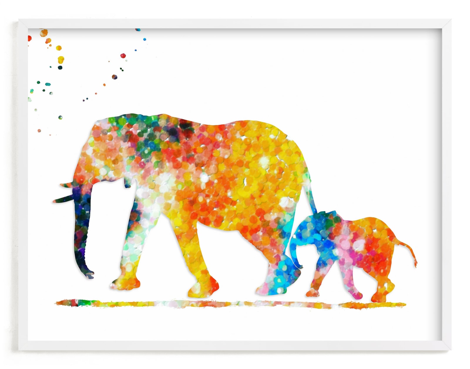"Elephant Mom & Baby " - Art Print by Alex Isaacs Designs in beautiful frame options and a variety of sizes.