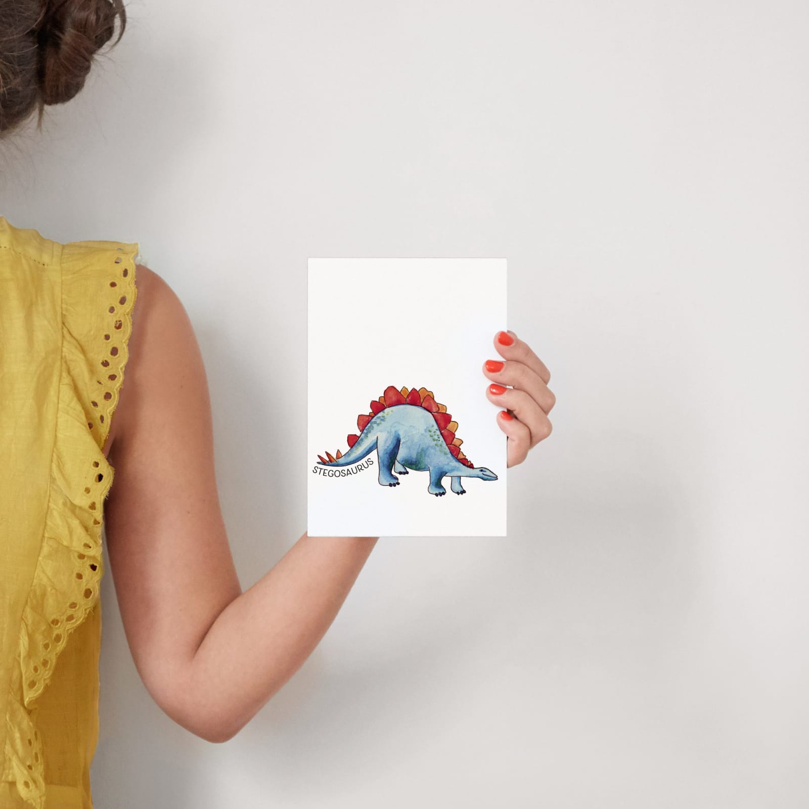 Stegosaurus Dinosaur Art Watercolor Pint Wild Animals Nursery Decor Kids  Room Colorful Art Poster Welcome Mat by LotusArt