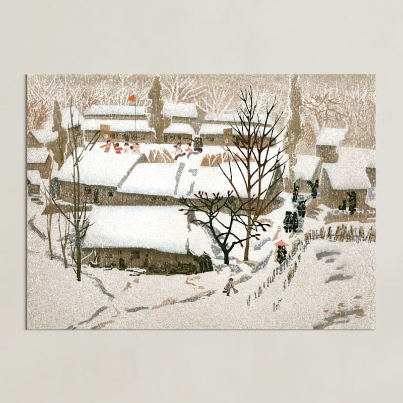 "Morning Snow" - Art Print in Brown Yellow by Zhihua Tu - Unframed
