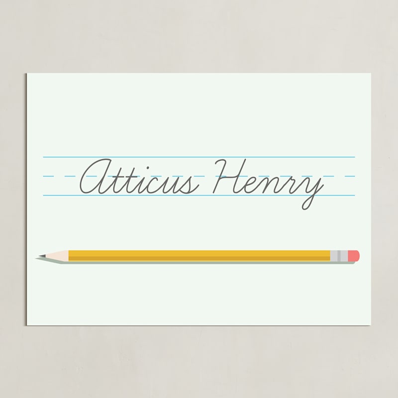"The Write Stuff" - Personalized Art Print in Mint by Sarah Cohn - Unframed