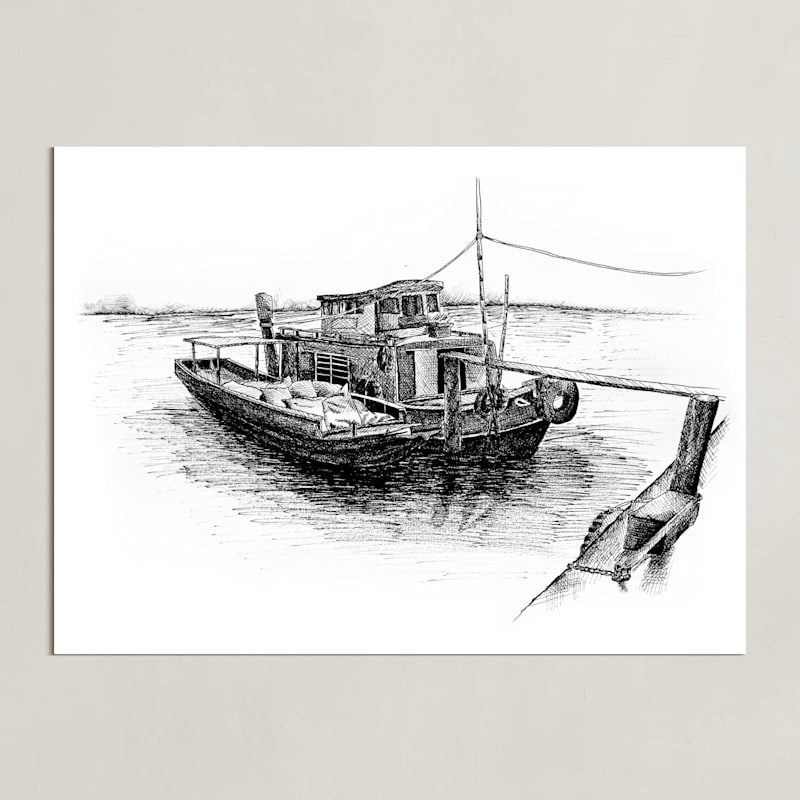 "Another Sketchy Boat " - Art Print in Sketchy by Tung Tram - Unframed
