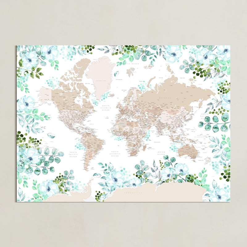 Leanne floral world map