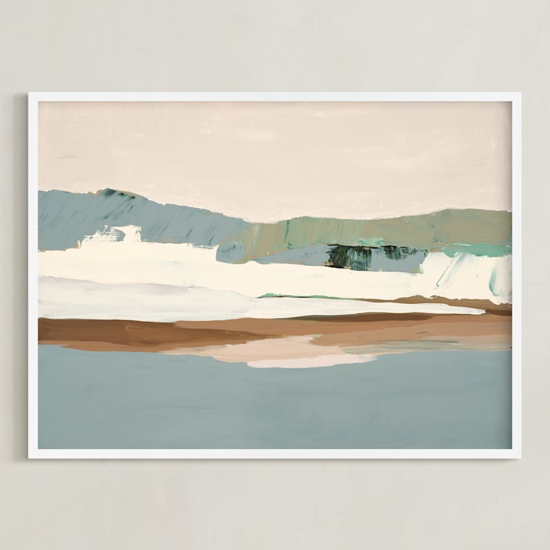 "Slate Gray Seascape" - Art Print in Slate Gray Blue by Caryn Owen - Framed