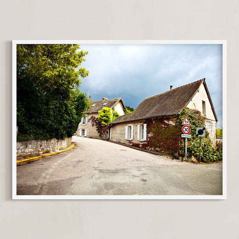 "Giverny Road" - Art Print in Sky Blue by Jessica Marchetti - Framed