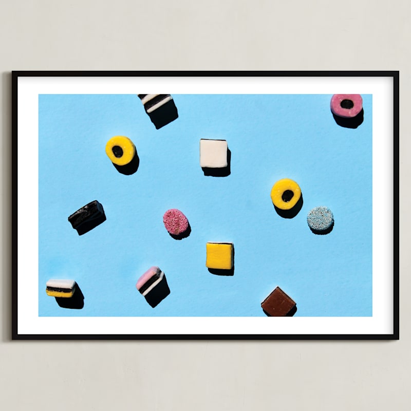 "Liquorice" - Art Print in Pool blue by Laura Garner - Framed