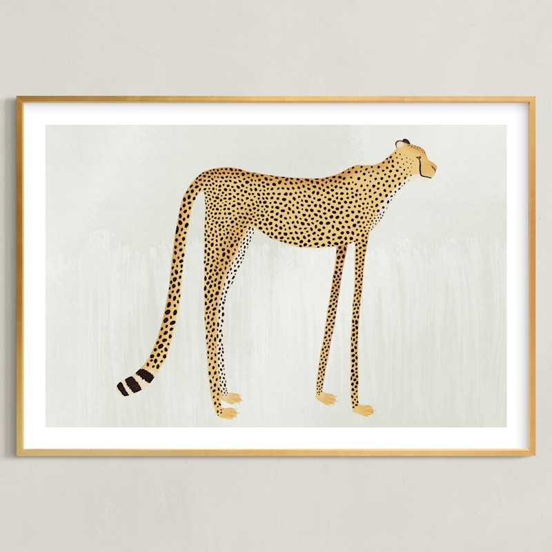 "Spots" - Art Print in Buff Orange by Megan Zang - Framed