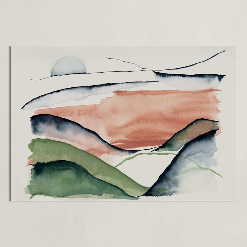 "Abstract Sunrise in the Hills" - Art Print in Blush by Janelle Cunningham - Unframed