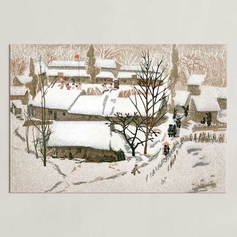 "Morning Snow" - Art Print in Brown Yellow by Zhihua Tu - Unframed