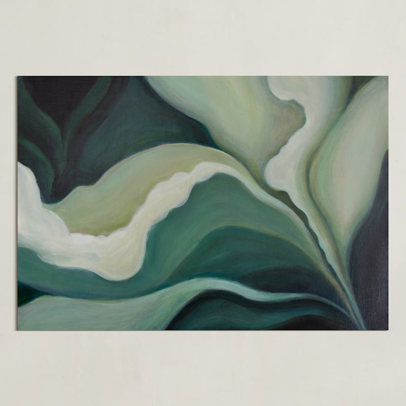 "Botanica 2" - Art Print in Blue-green Blossom by Lenay Hughes - Unframed