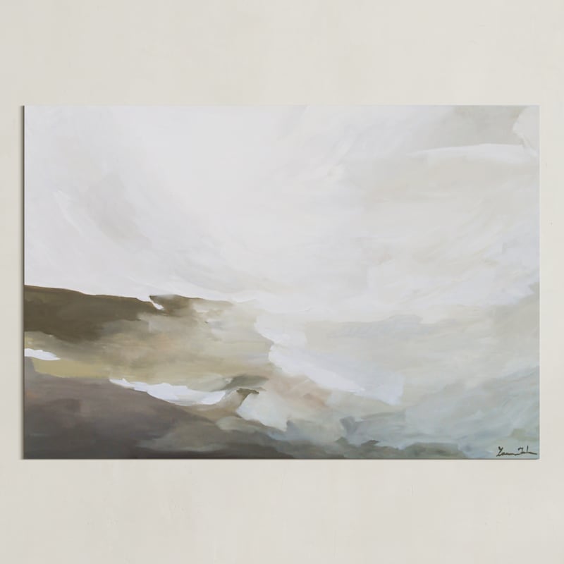 "Plains Abstract Acrylic" - Art Print in Nuetrals by Lauren Elise Fuhr - Unframed