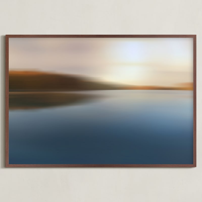 "Morning Glow" - Art Print in Deep Lake Blue by Karen Kaul - Framed
