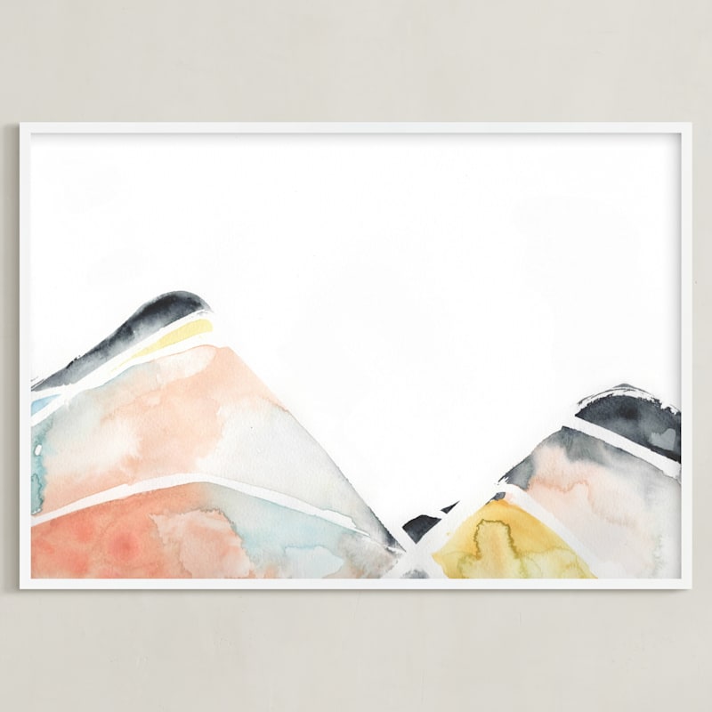 "Above the Horizon" - Art Print in Dusty Peach by Christi Parks - Framed