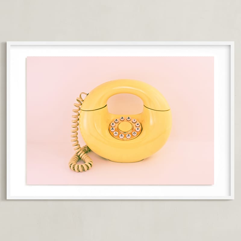 "Call Me Maybe 2" - Art Print in Baby Pink by Deborah Chou - Framed