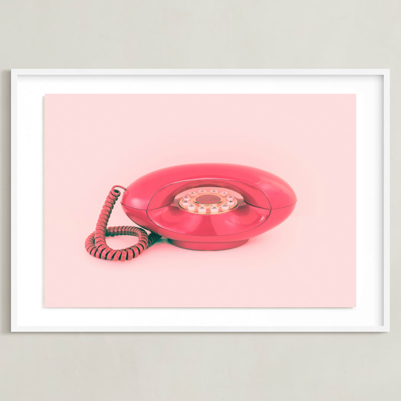"Call Me Maybe 1" - Art Print in Baby Pink by Deborah Chou - Framed