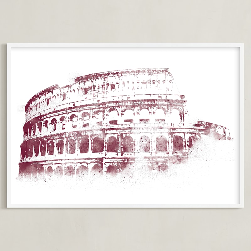 "Colosseum" - Art Print in Merlot by Paul Berthelot - Framed