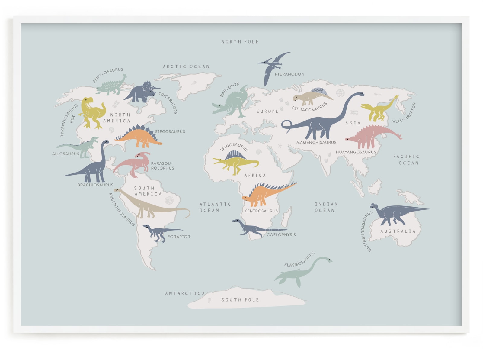 "Dino World" by Teju Reval in beautiful frame options and a variety of sizes.