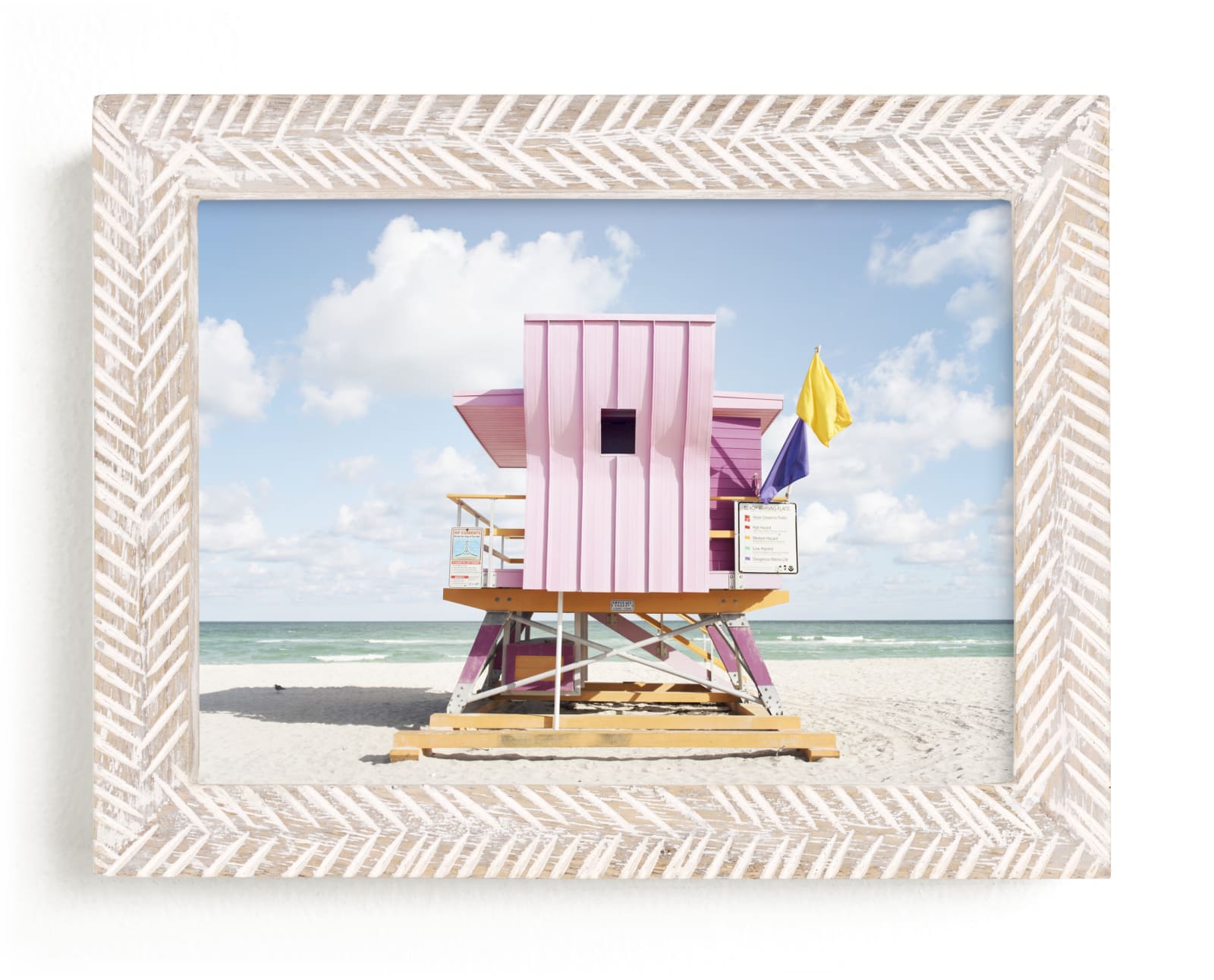 "Pastel Pink Beach Tower" - Art Print by Bree Madden in beautiful frame options and a variety of sizes.