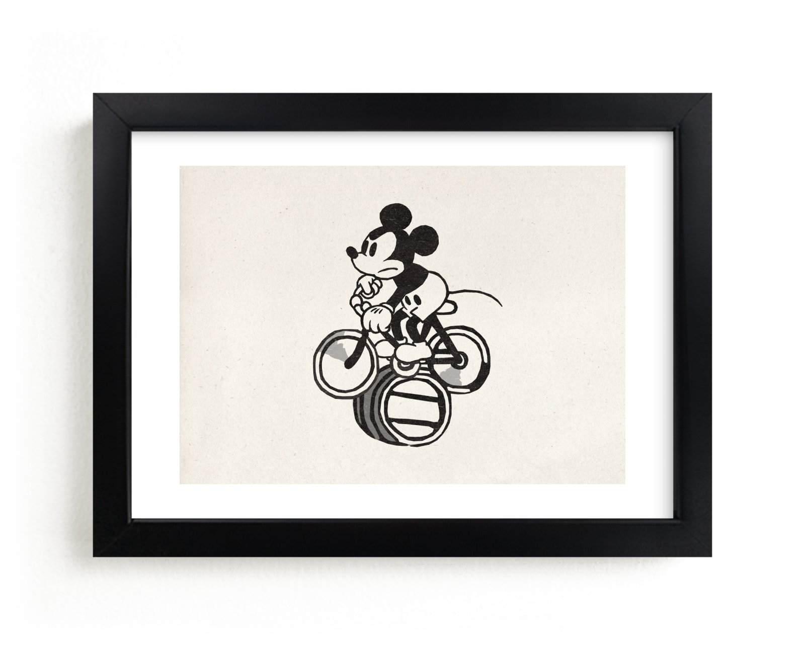 "Disney's Mickey Mouse Riding A Bicycle" - Limited Edition Art Print by Sumak Studio in beautiful frame options and a variety of sizes.