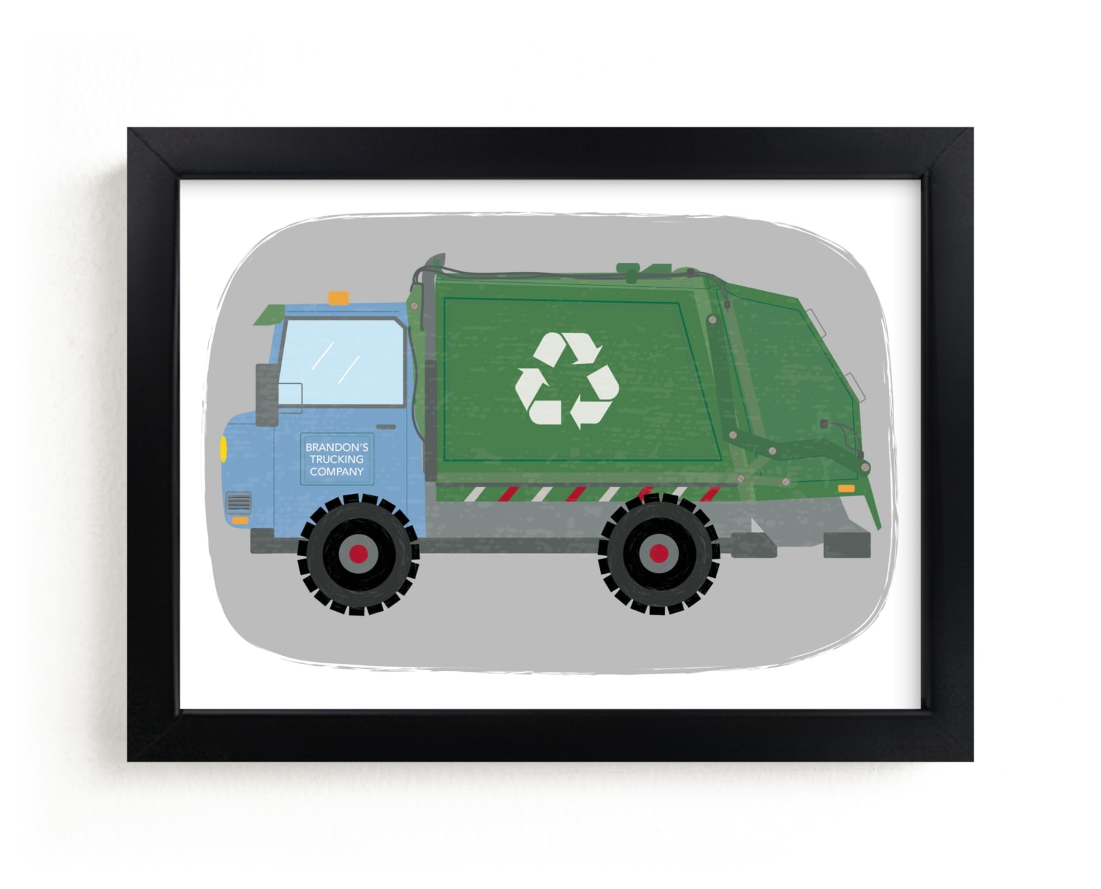 "The Garbage Recycle Truck" - Custom Open Edition Children's Art Print by Rebecca Marchese in beautiful frame options and a variety of sizes.