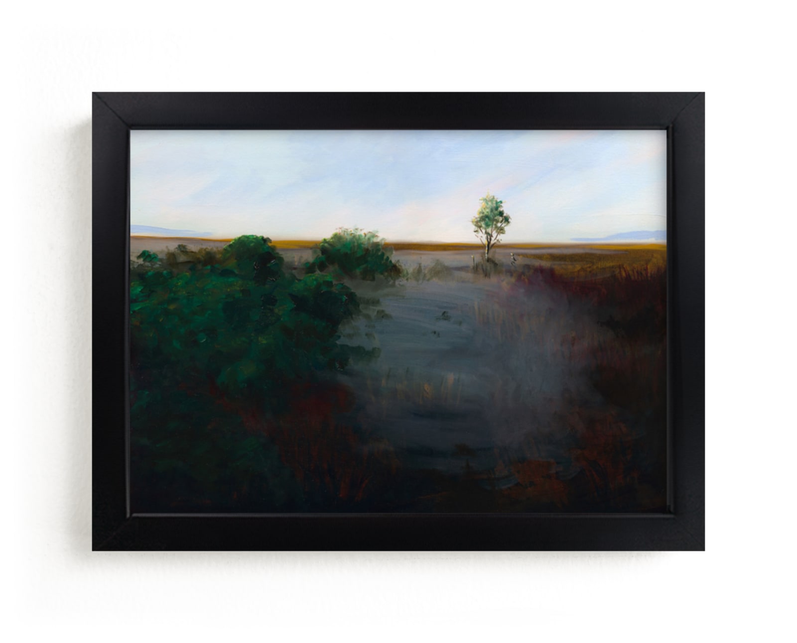 "Misty Shoreline" - Art Print by Robert Deem in beautiful frame options and a variety of sizes.