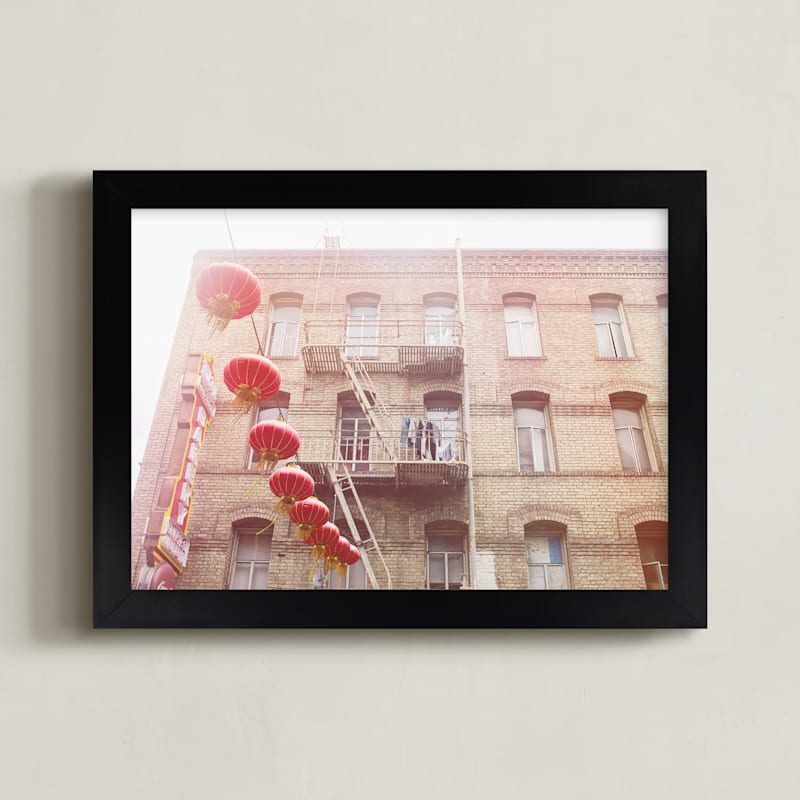 "China Town " - Art Print in Lantern Red by Kristi Jackson - Framed