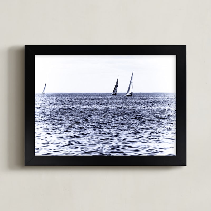 "Travelers" - Art Print in Purple blue by Julie Blackwood - Framed