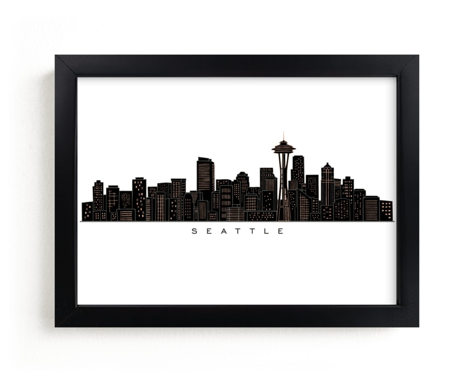"Seattle Cityscape" - Art Print by Hooray Creative in beautiful frame options and a variety of sizes.