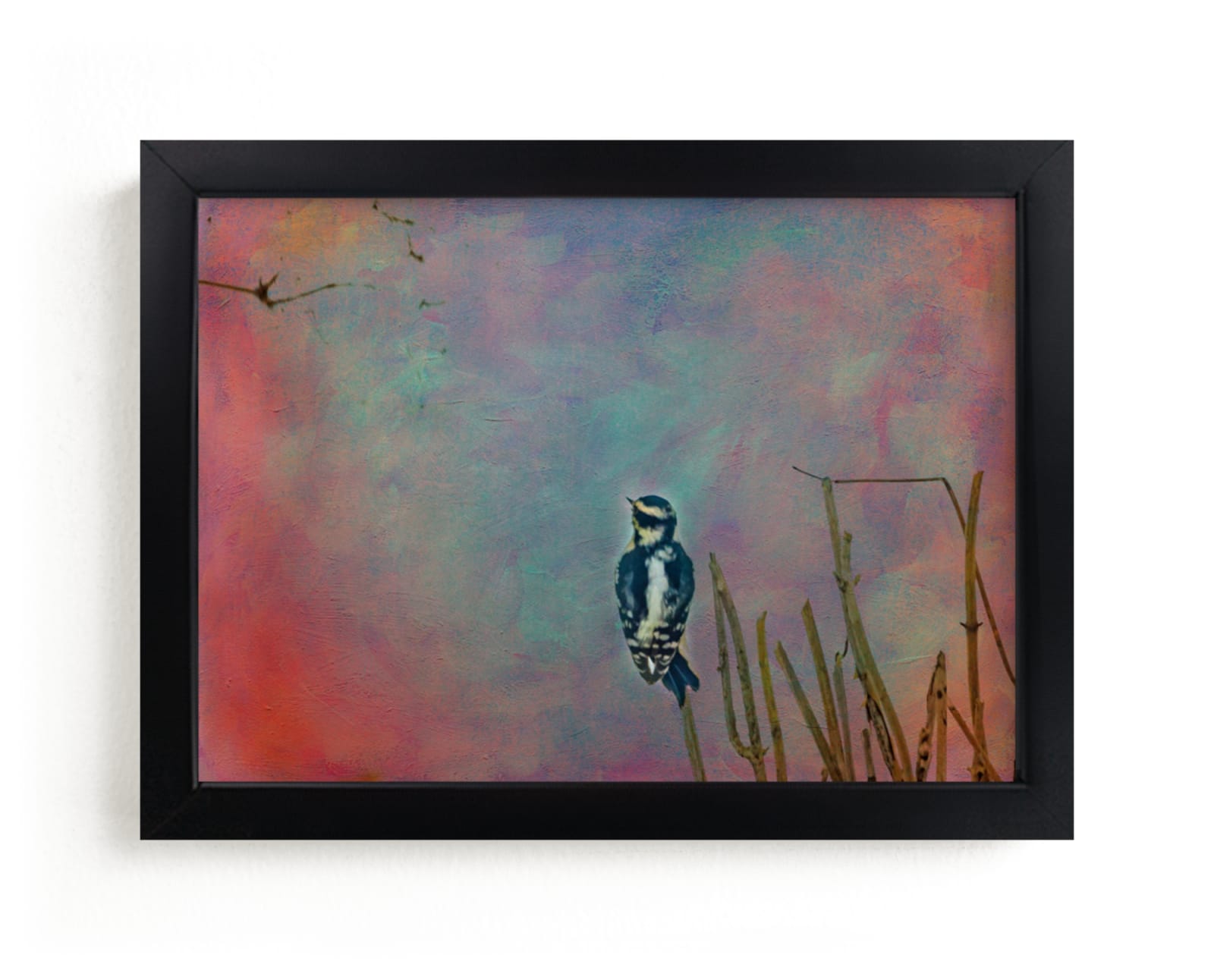 "Colorful Texture & Woodpecker" - Art Print by Andy Mars in beautiful frame options and a variety of sizes.