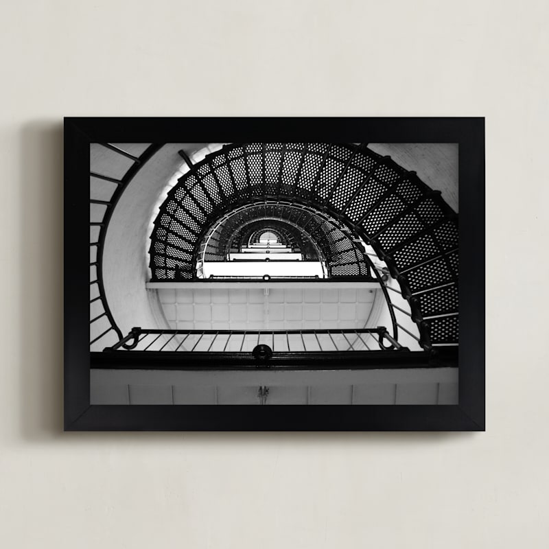 "Lighthouse Spiral" - Art Print in Spiral Black by Jeff Preuss - Framed