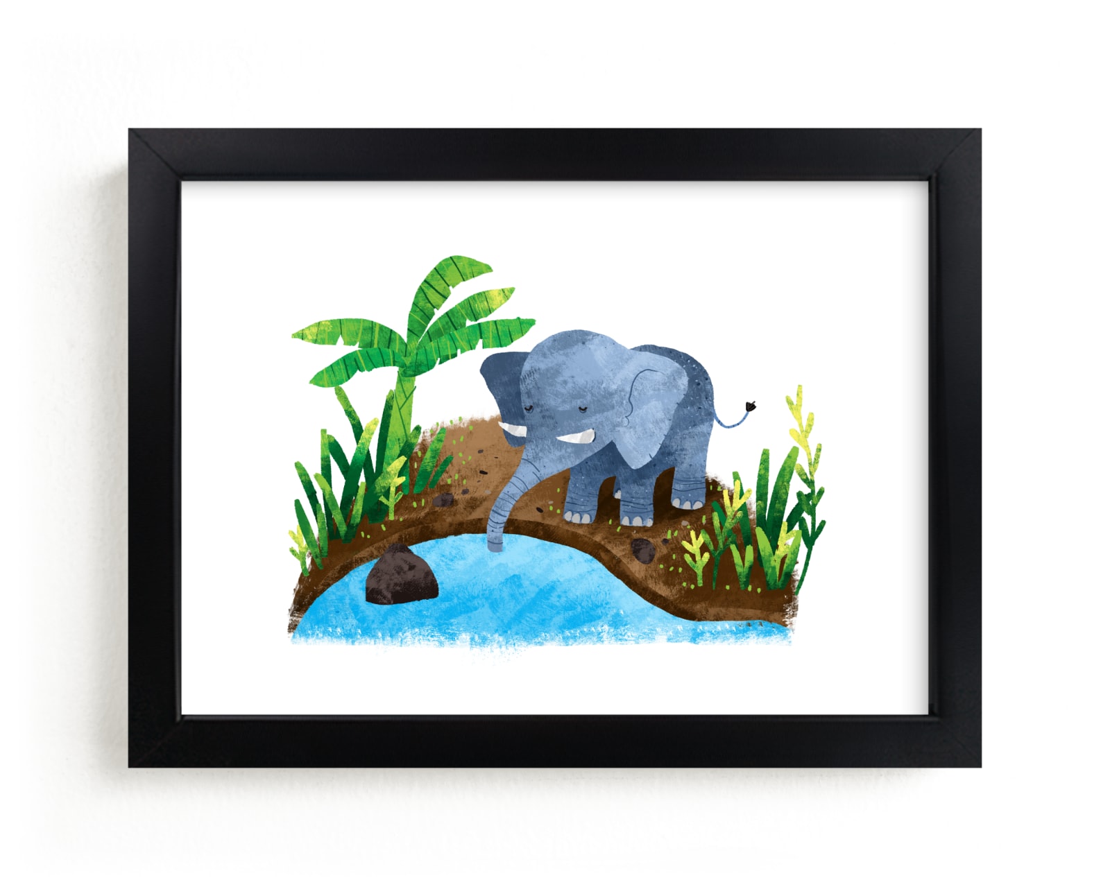 "Elephant in the River" - Art Print by Alf and Auguri in beautiful frame options and a variety of sizes.