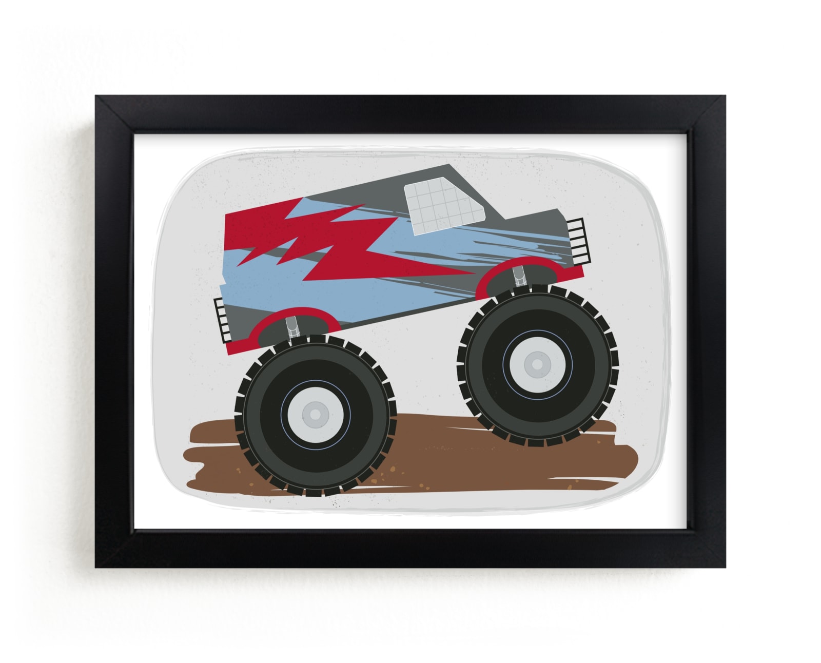 "Monster Truck Jump" - Art Print by Rebecca Marchese in beautiful frame options and a variety of sizes.