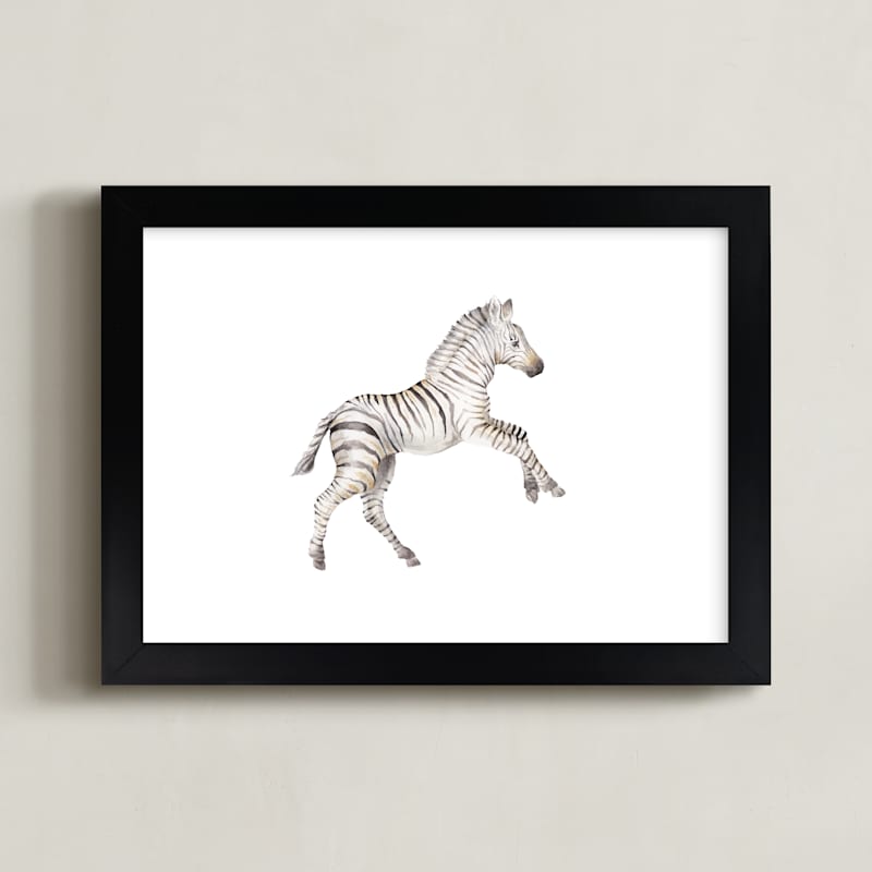 Watercolor Zebra foal takes off! 