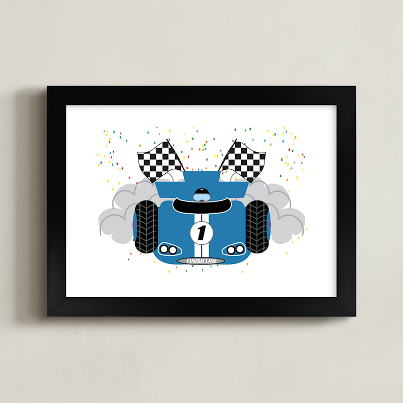 "my little racer" - Art Print in roadie blue by Rebecca Marchese - Framed