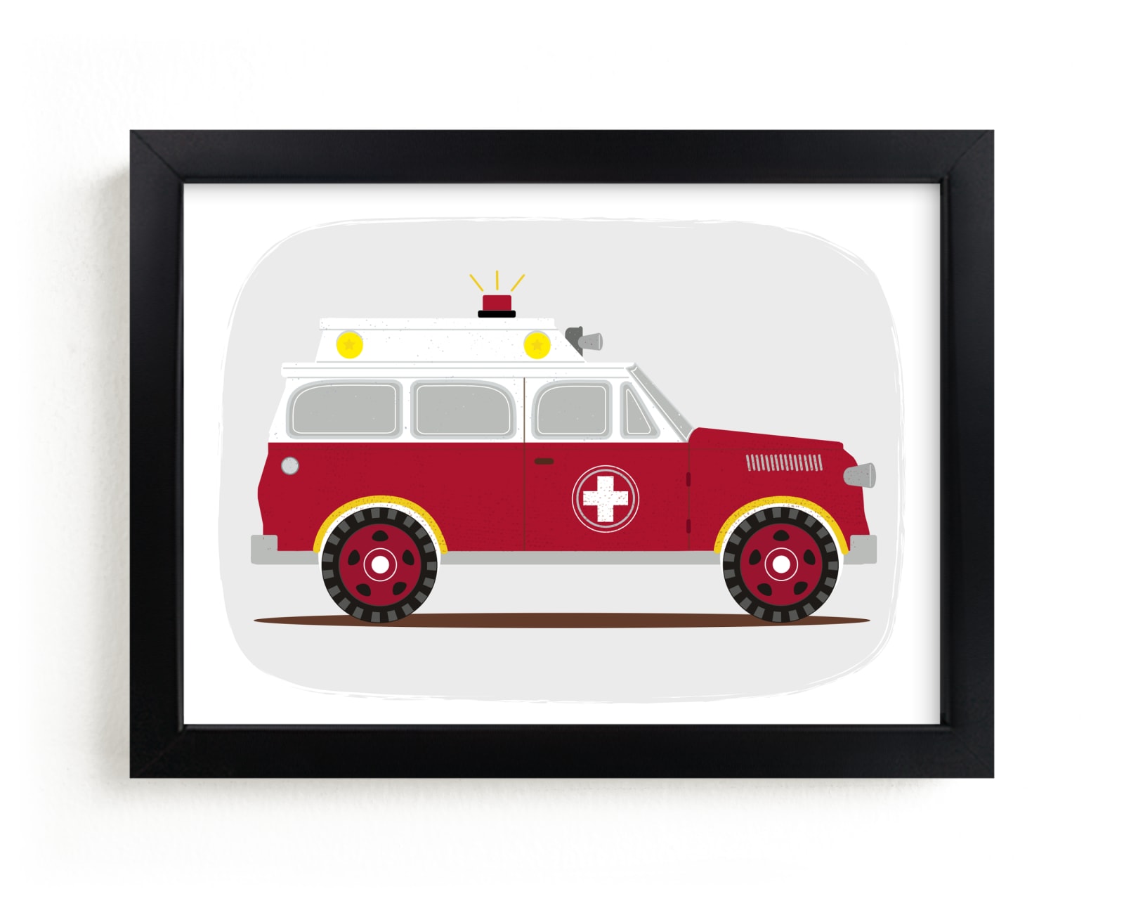 "Red Rescue Ambulance" - Art Print by Rebecca Marchese in beautiful frame options and a variety of sizes.