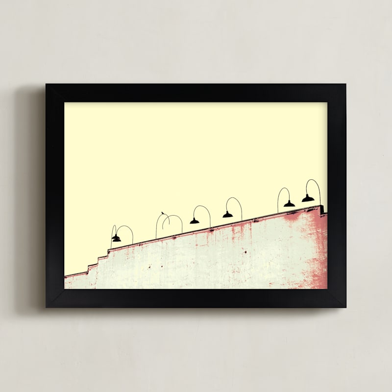 "Cantina Sunset" - Art Print in Creamy Yellow Sunset by Von Sides - Framed