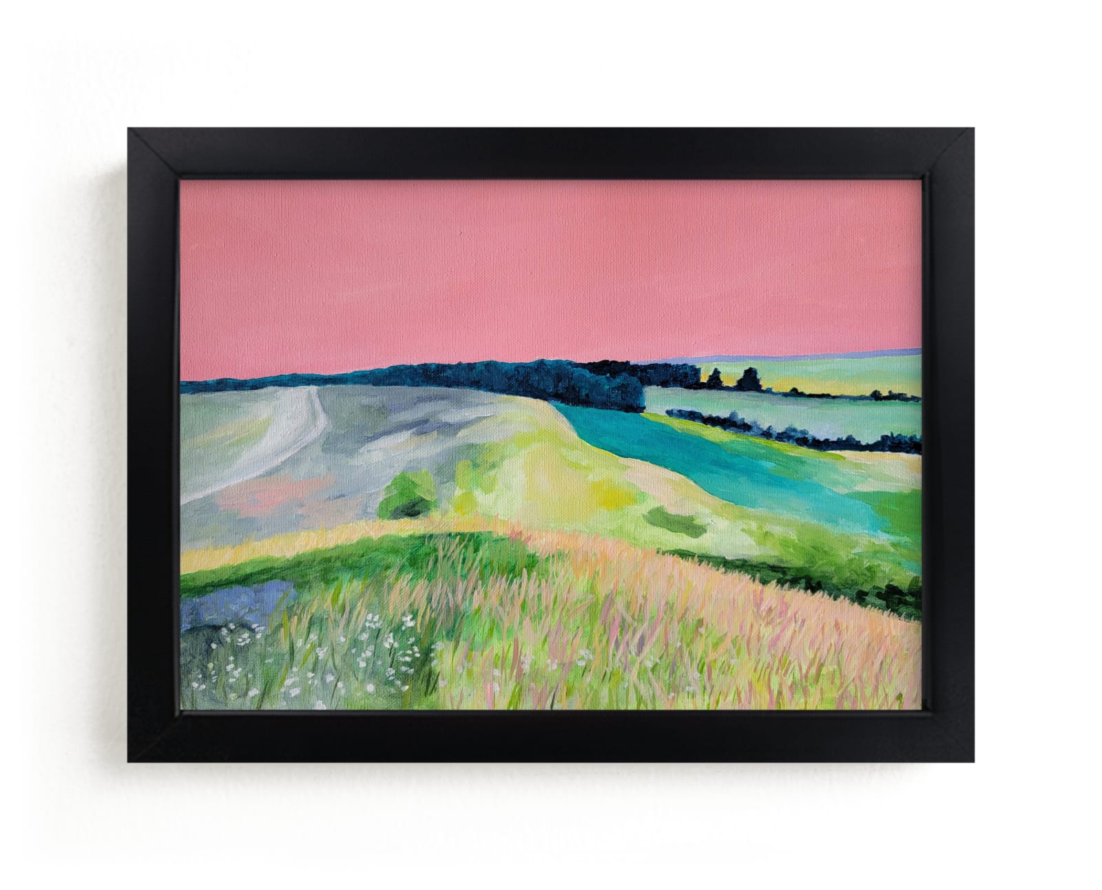 "Pink Sky Landscape" by claire whitehead in beautiful frame options and a variety of sizes.