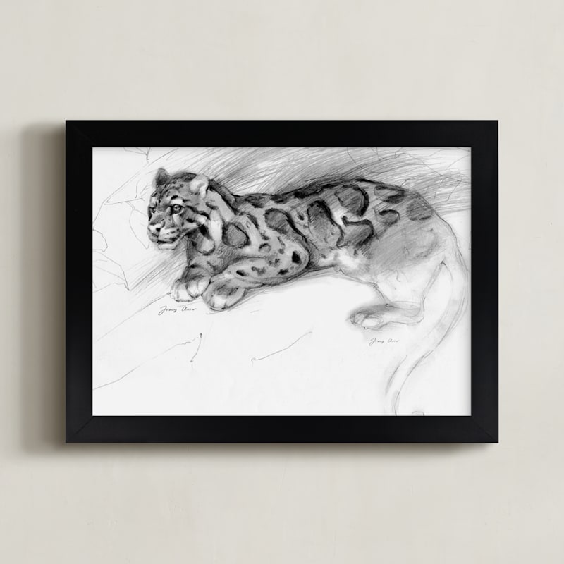 "Clouded Leopard" - Art Print in Cloud by Tracy Ann - Framed