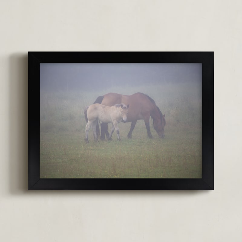 "A foal with its mother" by Lying on the grass in beautiful frame options and a variety of sizes.