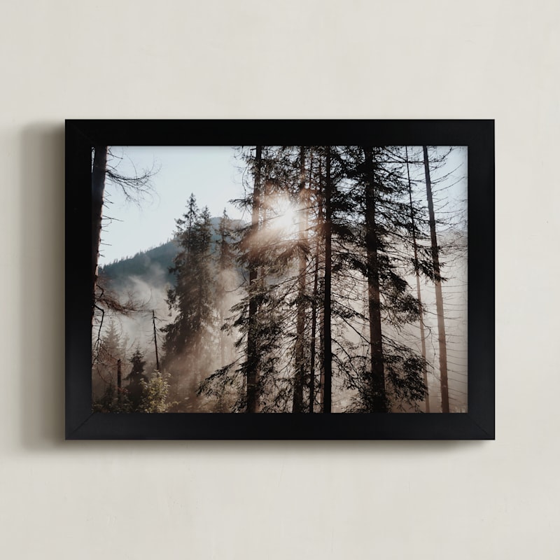 "Mountain Mist" - Art Print in Dark Brown by Claire Duda - Framed