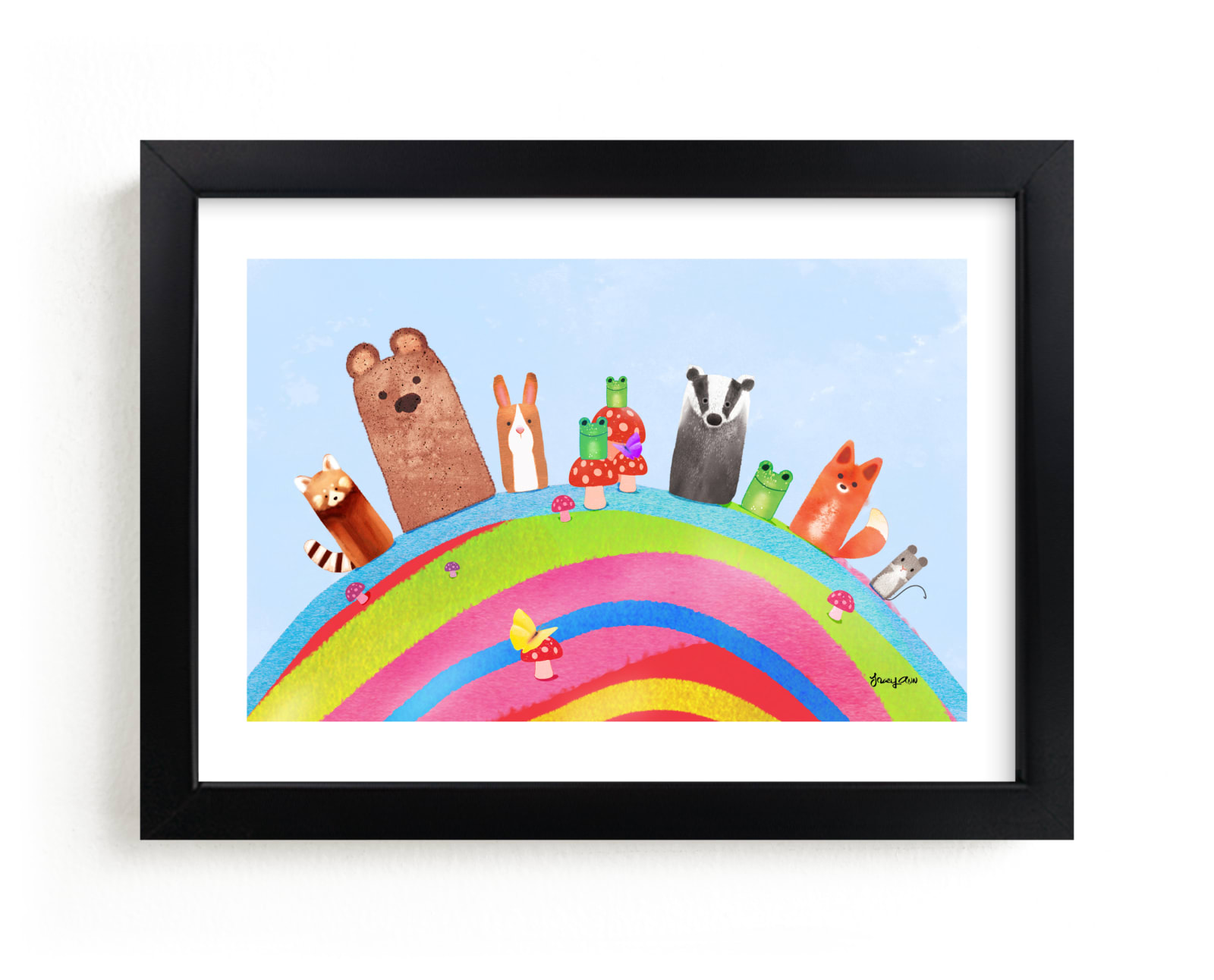 "Rainbow Animals" - Art Print by Tracy Ann in beautiful frame options and a variety of sizes.