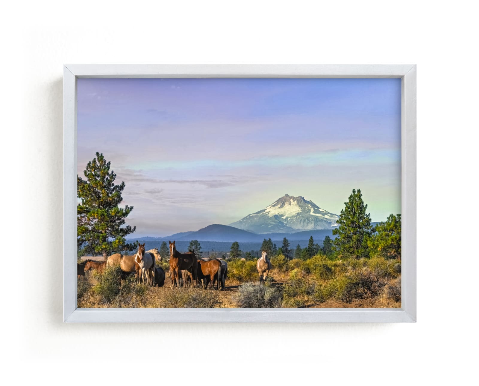 "Free-Roamers & Mt. Jefferson" by Abby Ehntholt in beautiful frame options and a variety of sizes.
