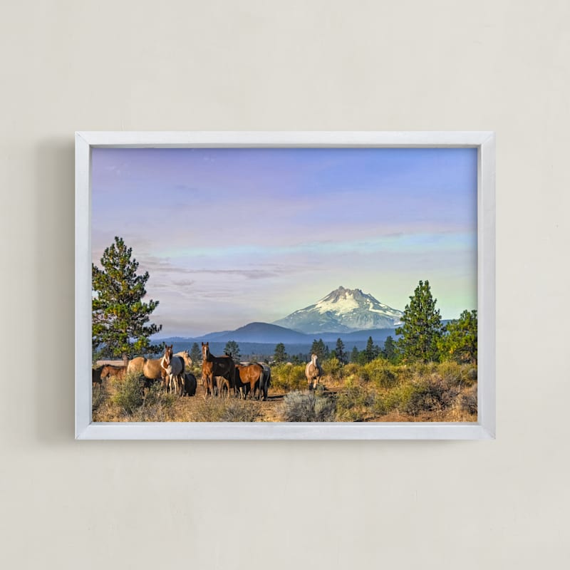 "Free-Roamers & Mt. Jefferson" by Abby Ehntholt in beautiful frame options and a variety of sizes.