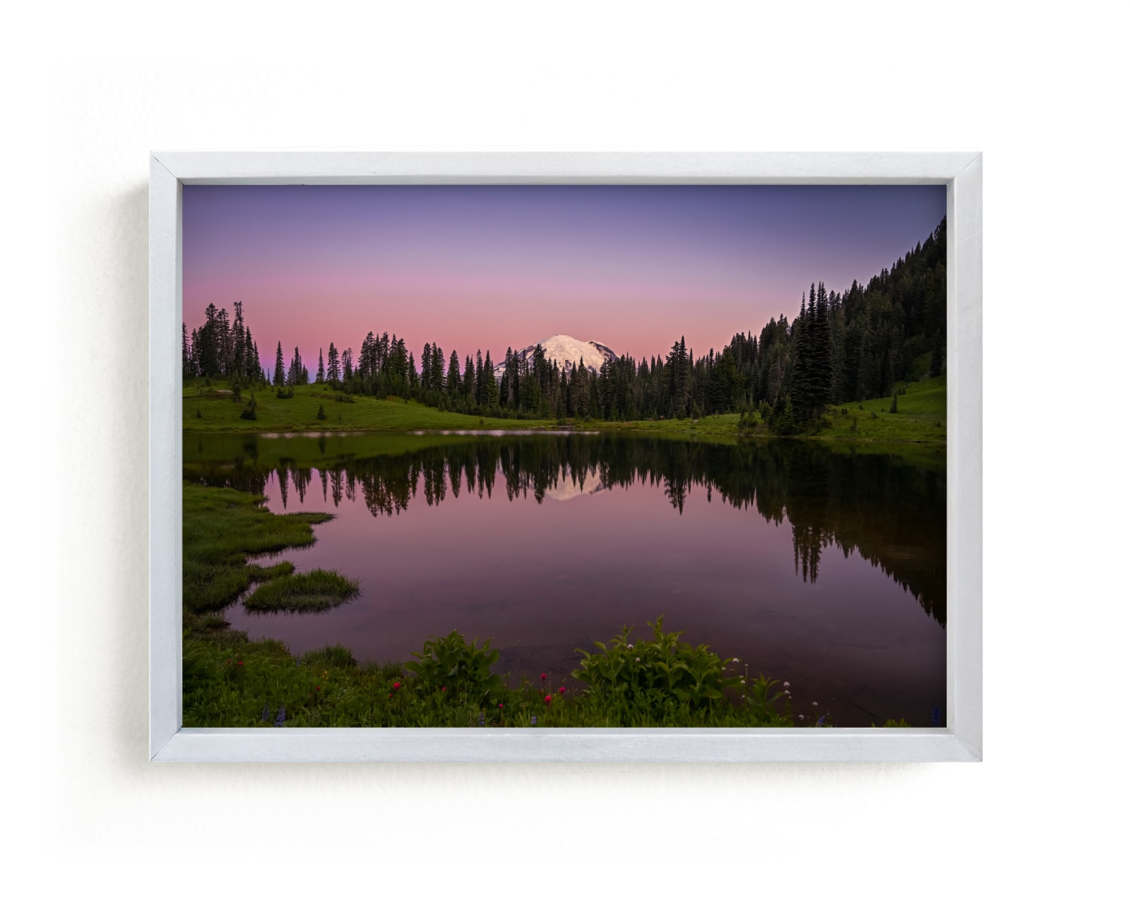 "Tipsoo Lake Sunrise, Washington" by Abby Ehntholt in beautiful frame options and a variety of sizes.