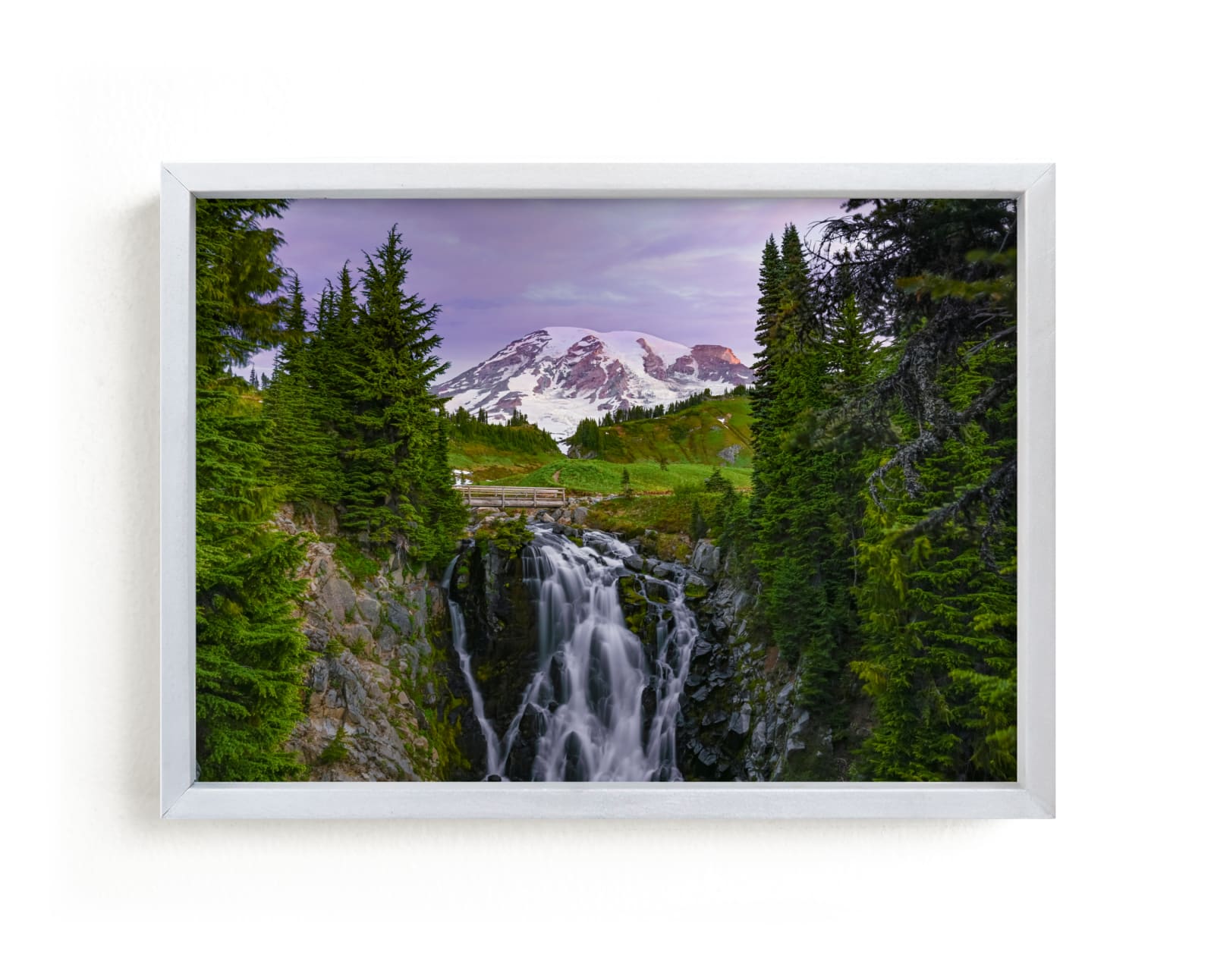 "Myrtle Falls at Mount Rainier" by Abby Ehntholt in beautiful frame options and a variety of sizes.